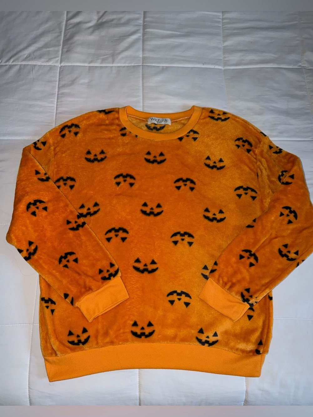 Orange Halloween Jack-O-Lantern Soft Fleece Sweater - XL